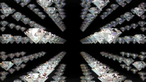 Array of many moving diamonds CG, black black 스톡 동영상 115299453