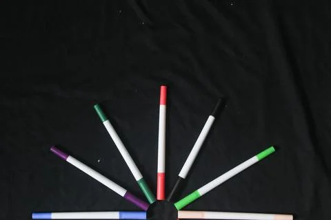 An array of markers or colored pencils produces a beautiful bright colorful Stock Photos