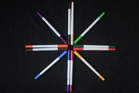 An array of markers or colored pencils produces a beautiful bright colorful Stock Photos