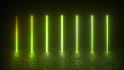 Array of Neon Lights in Dark Room Stock Footage 270428778