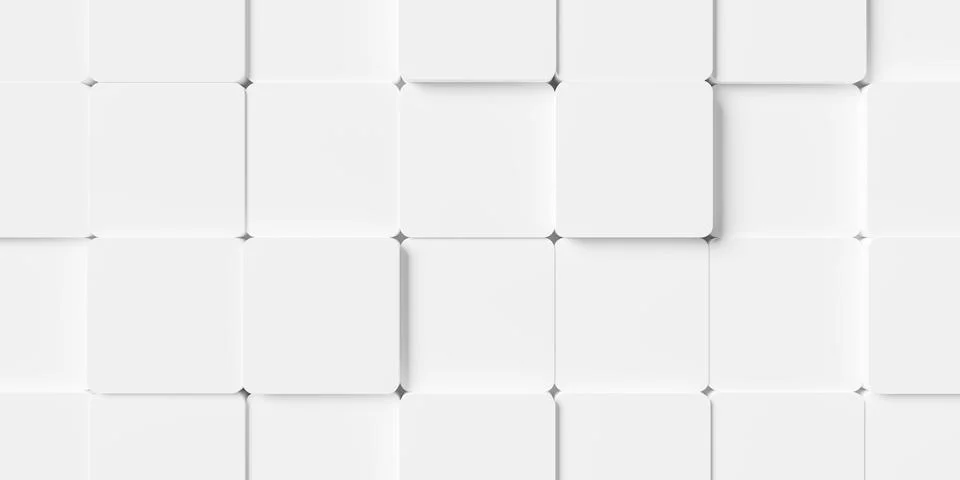 Array of offset white rounded cube boxes block background wallpaper banner .. Illustrazione stock