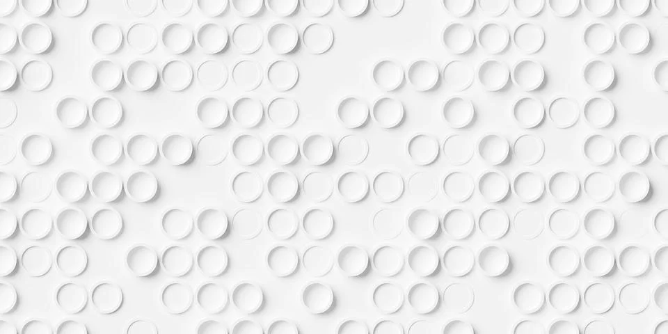 Array or grid of randomly offset white circular rings background wallpaper .. Stock Illustration