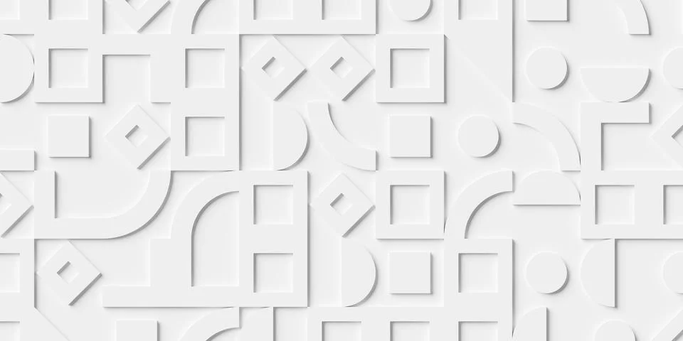 Array or grid of white geometry primitve shapes background wallpaper banner.. イラスト素材