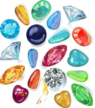 Array of precious stones Abundance of colored gems isolated on white backg... 스톡 사진