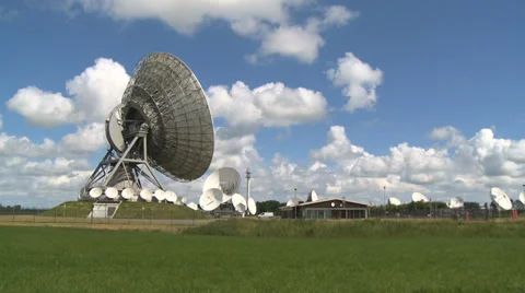 Array of radio telescopes gathering intelligence Stock Footage 39867682