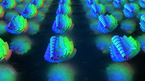 Array of Rainbow Conical Shapes Abstract Background Animation Stock Footage 300146465