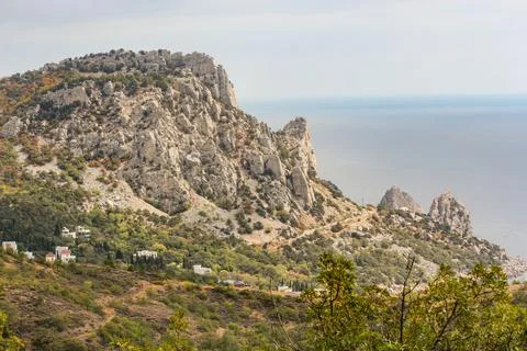 An array of rocks on the Black Sea coast. 写真素材