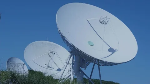 Array of Satellite dishes - Global comunications Video stock 85867164