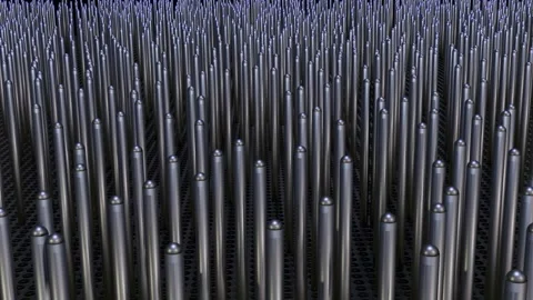 Array of silver nanowires. 3d animation render Video stock 250570703