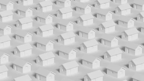 An array of simple small white rural houses, town block Stock Illustration