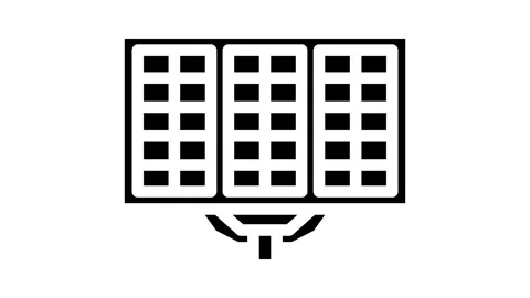 Array solar panel glyph icon animation Stock Footage 326740667