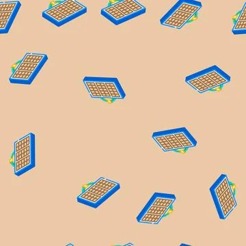 Array solar panel isometric icon seamless pattern イラスト素材
