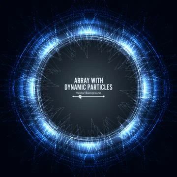 Array With Splash Emitted Particles. Connection Round Structure. Visualization 스톡 일러스트