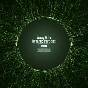 Array With Splash Emitted Particles. Connection Round Structure. Visualization 스톡 일러스트