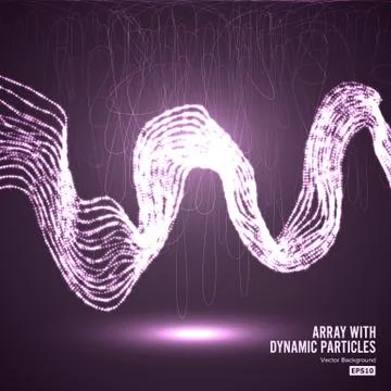 Array With Splash Emitted Particles. Round Dots And Lines. Visualization 스톡 일러스트