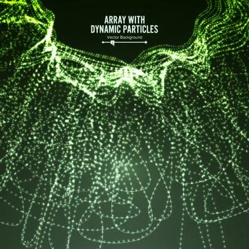 Array With Splash Emitted Particles. Round Dots Array And Lines. Visualization Stock Illustration