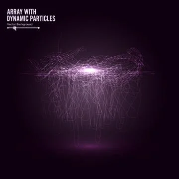 Array With Splash Emitted Particles. Round Shape Of . Visualization Abstract Illustrazione stock