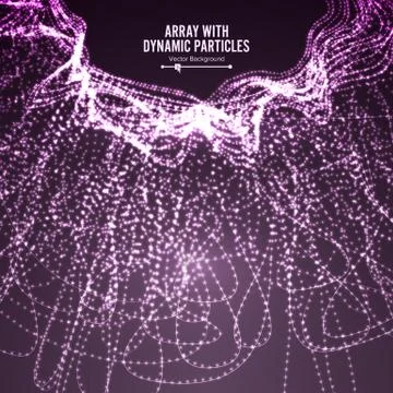 Array With Splash Particles. Big Data Complex. Digital Abstract Background Illustrazione stock