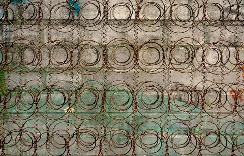 Array of springs of a bed mattress Foto stock