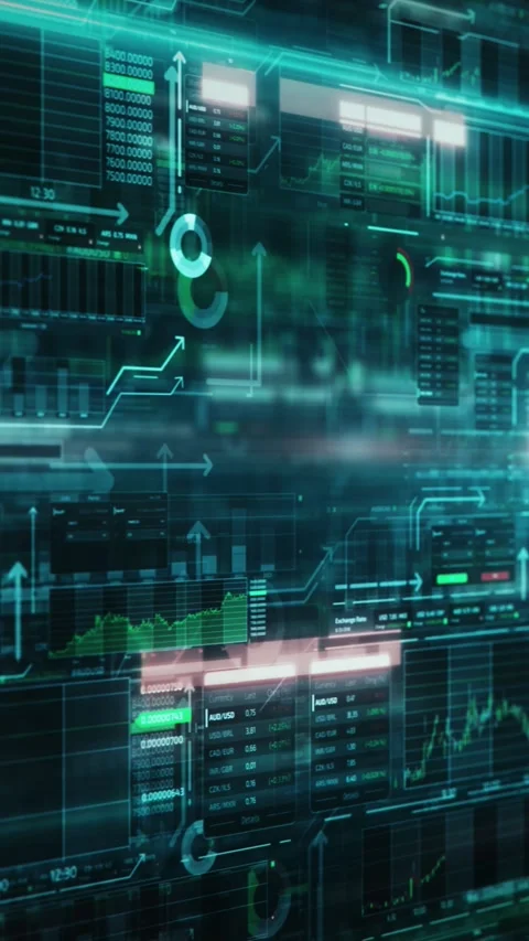 An array of trade data in virtual space. 스톡 동영상 275846579