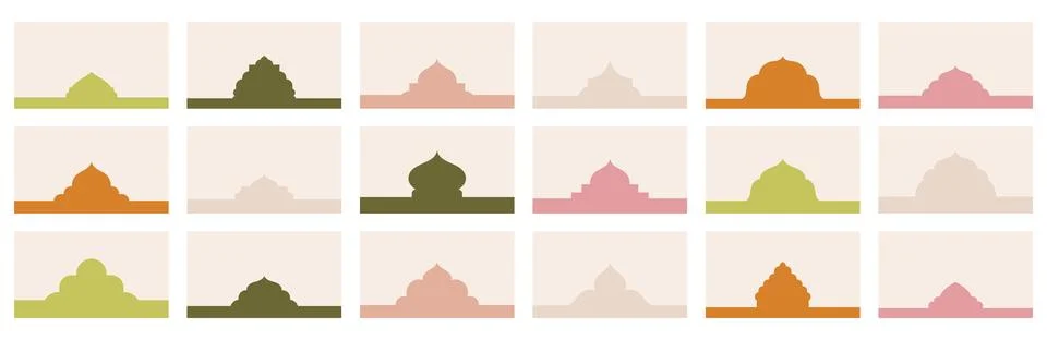 Array of varied geometric figures for website top or bottom sections featuring Stock Illustration