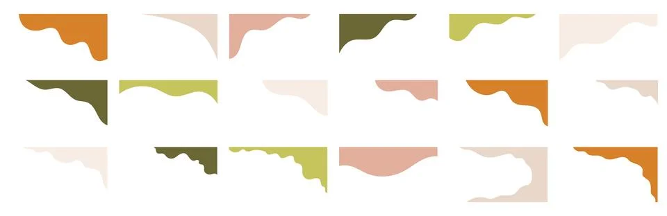 Array of varied shapes for use in website headers or footers in modern organic Stock Illustration
