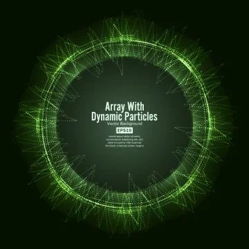 Array Vector With Splash Emitted Particles. Round Shape Of  . Visualizatio Stock Illustration