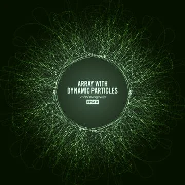 Array Vector With Splash Particles. Round Dots  And Lines. Digital Abstrac 스톡 일러스트