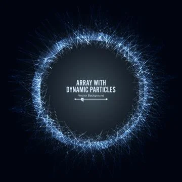 Array Vector With Splash Particles. Round Dots  And Lines. Digital Abstrac 스톡 일러스트