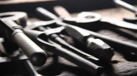 Array of vintage tools Stock Footage 51491056