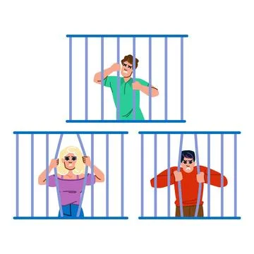 Arrest behind bars vector Stock Illustration