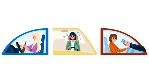 Arrest drunk driver woman vector Stock Illustration
