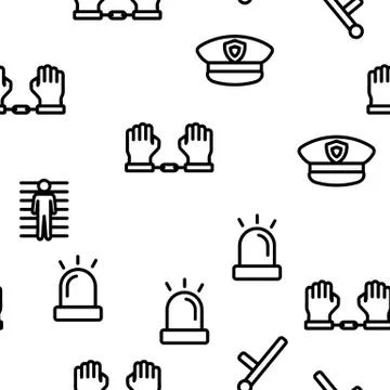Arrest Elements Seamless Pattern Vector Stock Illustration