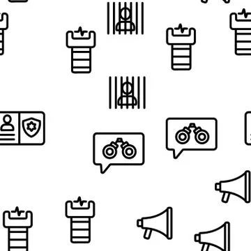 Arrest Elements Seamless Pattern Vector Stock Illustration