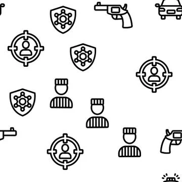 Arrest Elements Seamless Pattern Vector Stock Illustration