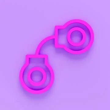 Arrest icon. 3d render of arrest icon. 3d icon of cuff isolated on colour bac Stockillustratie