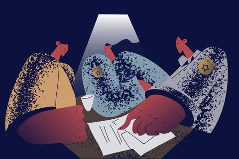 Arrest, prison, interrogate concept Illustrazione stock