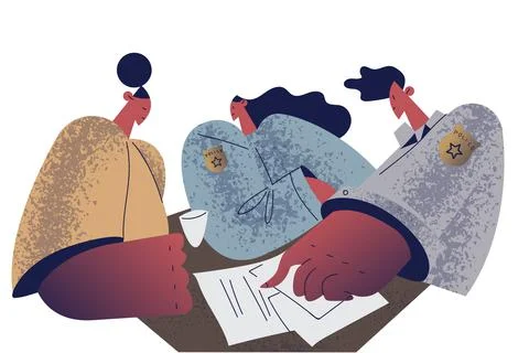 Arrest, prison, interrogate concept Stock Illustration