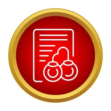 Arrest warrant document with handcuffs icon Stock Illustration