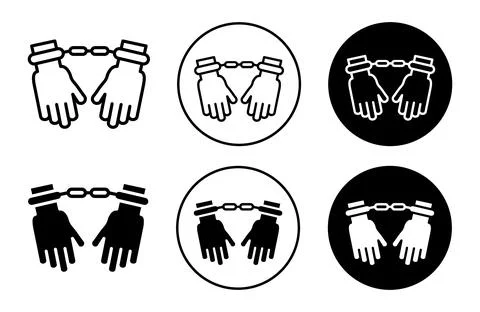 Arrested icon collection of outline thin line symbol or sign Stock Illustration