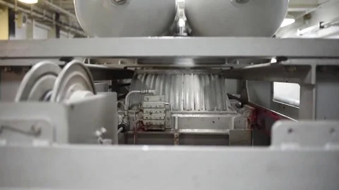 Arresting gear operating below deck on USS George W Bush CVN 77 動画素材 83816108