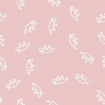 Arrhinoceratops dinosaur line vector seamless pattern sign Stock Illustration