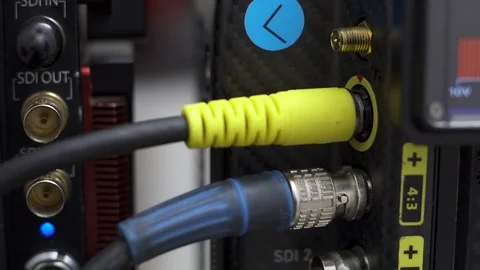 Arri Alexa Mini cinema camera slot cable interface with XLR and timecode Stock Footage 101680145