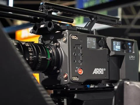 ARRI Camera Model with Lens and Accessories for Filmmaking Stock Photos