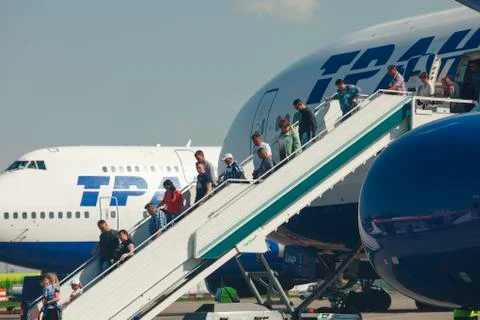 Arrival from airplane Stock Photos