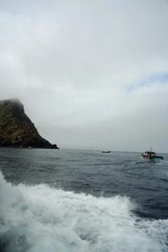 Arrival and departure by boat to the Skelligs Stock Photos