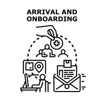 Arrival and onboarding process for new employees Stock Illustration