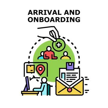 Arrival and onboarding process for new employees Stock Illustration