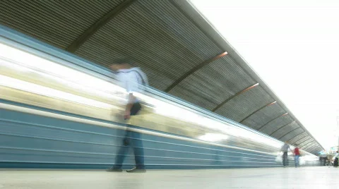 Arrival and train departure. Time lapse. Stock Footage 501451