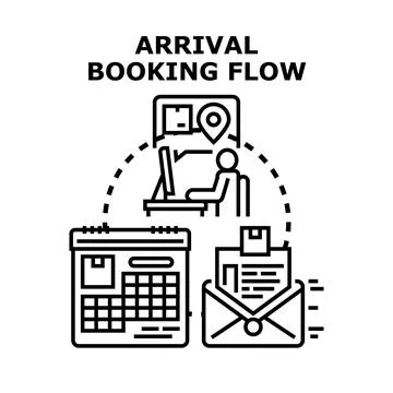 Arrival booking flow process management concept Stockillustratie